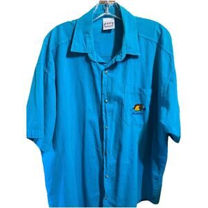 VTG PEER by Peter Mussfeldt Blue XXL Puerto Vallarta Shirt Cotton Hawaiian Y2K